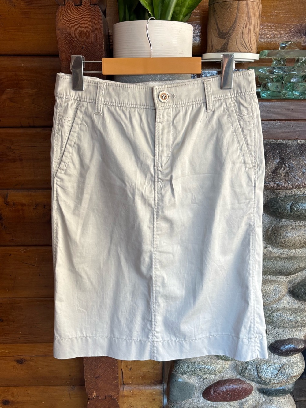 BOSS Hugo Boss Orentia Cream Cotton Stretch Pencil Skirt Size 4